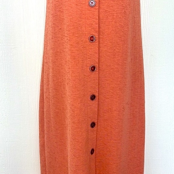 Zara - Terracotta Knit Midi Button Down With Thick Strap Dress Size Small - Picture 4 of 11